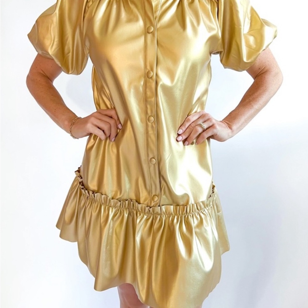 Karlie gold mini dress. Leather. Size Small.